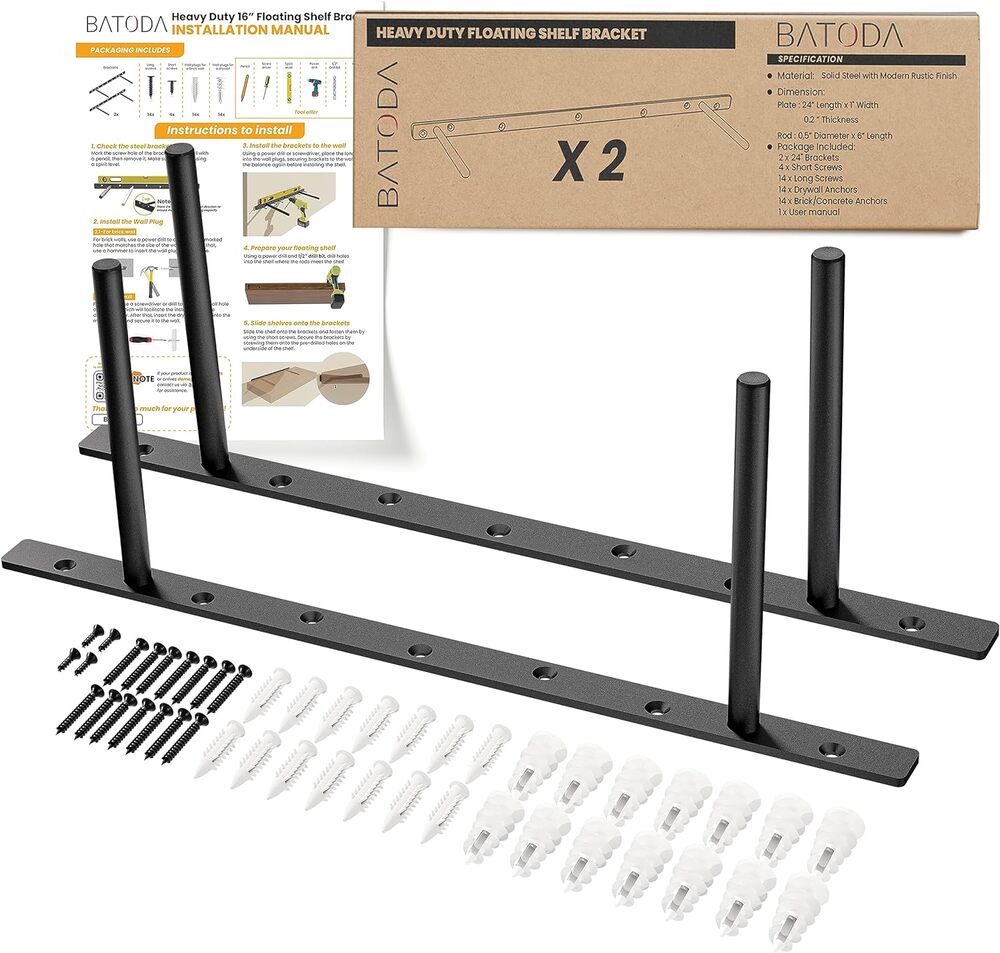 16" Heavy Duty Floating Shelf Bracket (2 pcs)